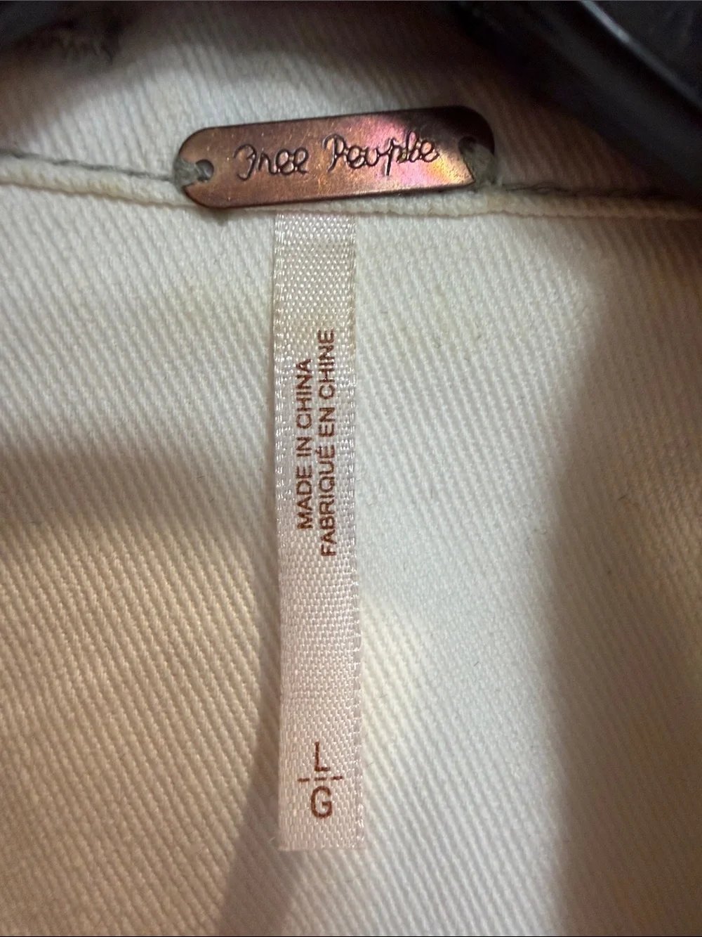 Free People Two-Tone Hooded Jean Jacket in Cream & Gray - Picture 4 of 4